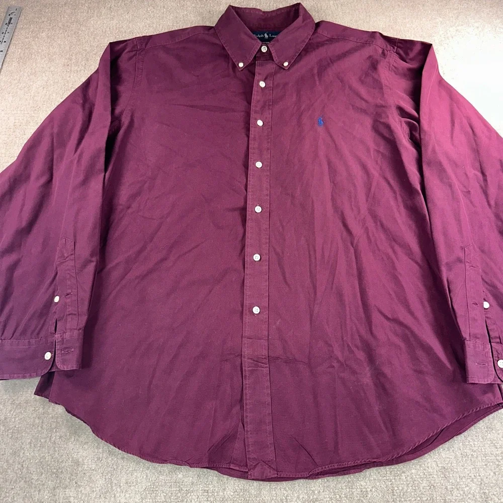 Polo Ralph Lauren Mens Classic Fit Button Down Shirt Burgundy XL Long Sleeve